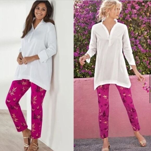 Soft Surroundings Emiko Pant Pink Fuschia Floral - Picture 1 of 13